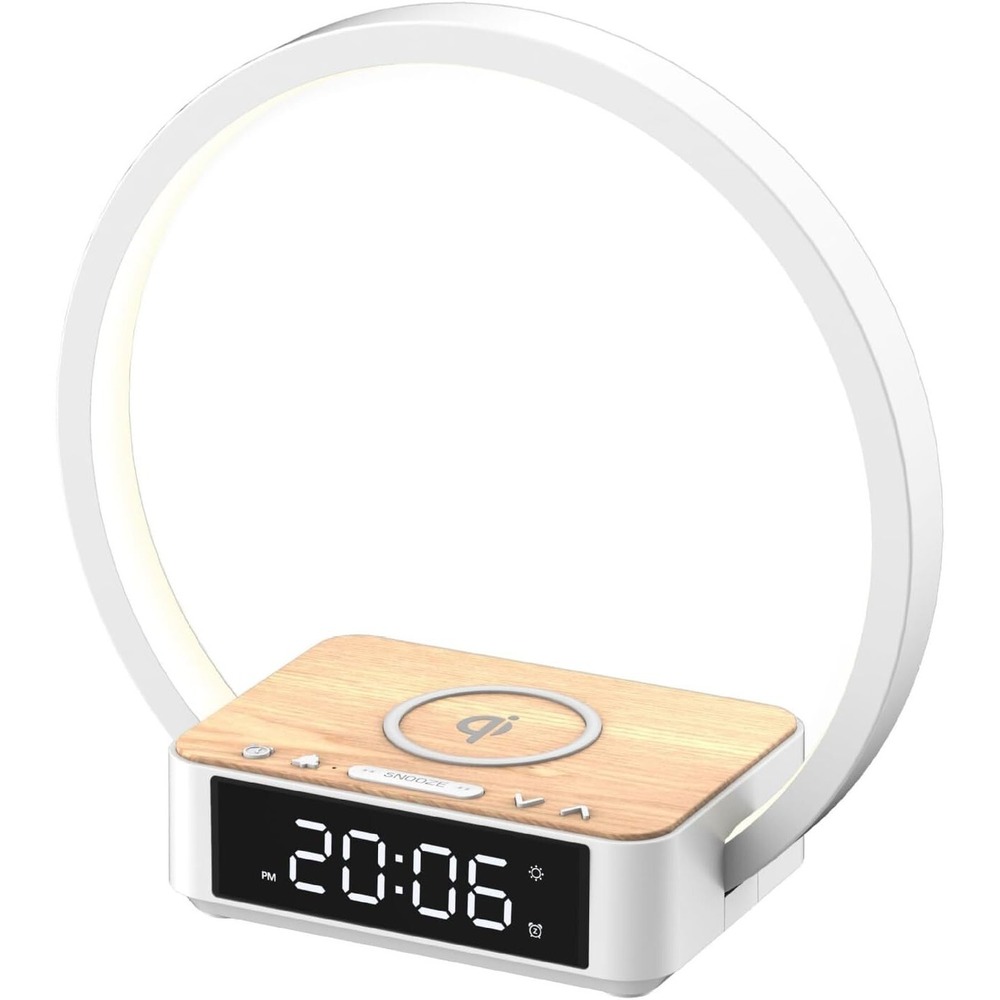 ZYOQYG LED Desk Lamp Alarm Clock Wireless Charger Touch Dimming‎